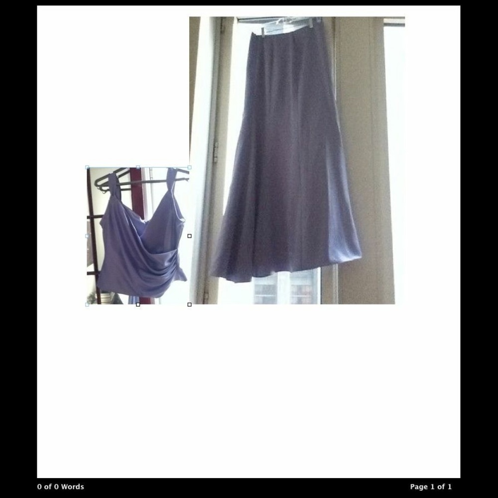 2P SATIN SHIRT/SKIRT SET-PURPLE LAVENDER VIOLET TANK TOP CAMI + LONG SKIRT